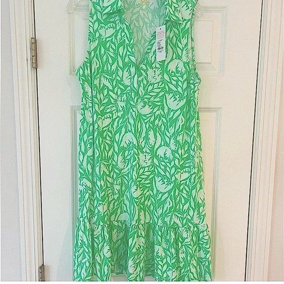 Lilly Pulitzer Riegan Fauna Green ~Tulip to Tango Dress Med. NWT - Picture 8 of 11